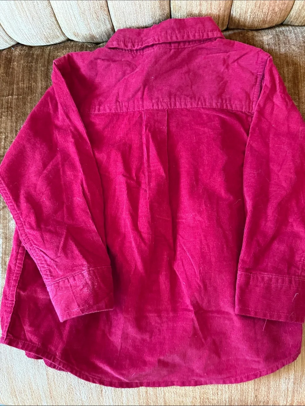 Gymboree Red Corduroy Button-Down Shirt with Train Pocket Embroidery